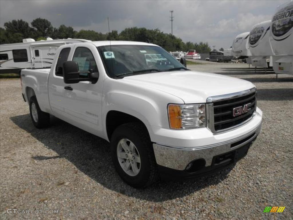 2011 Sierra 1500 SLE Extended Cab 4x4 - Summit White / Dark Titanium photo #1