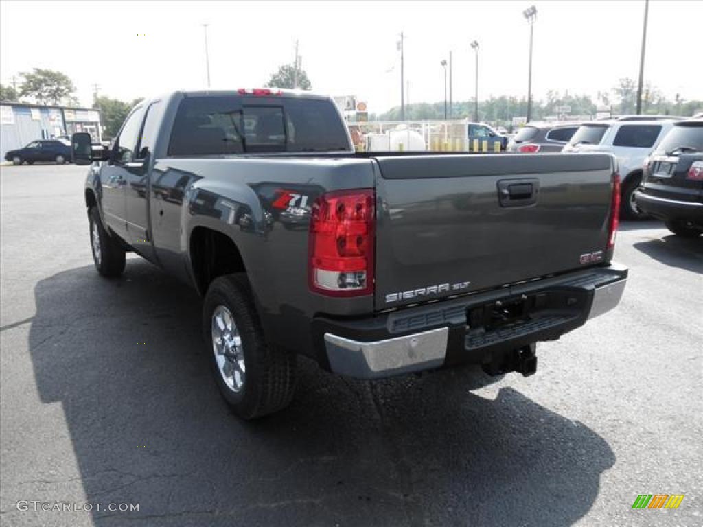 2011 Sierra 3500HD SLT Extended Cab 4x4 - Gray Green Metallic / Light Cashmere/Dark Cashmere photo #14