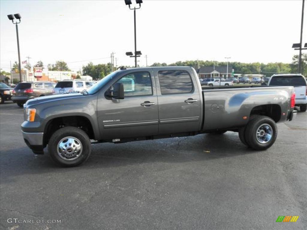 Gray Green Metallic 2011 GMC Sierra 3500HD SLT Crew Cab 4x4 Dually Exterior Photo #45420211