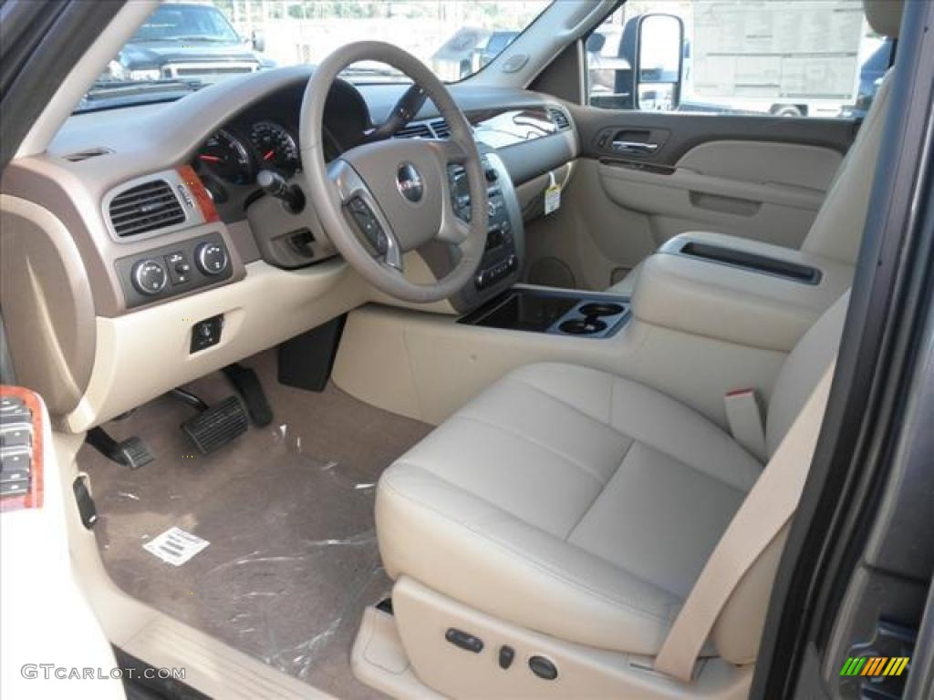 Light Cashmere/Dark Cashmere Interior 2011 GMC Sierra 3500HD SLT Crew Cab 4x4 Dually Photo #45420223