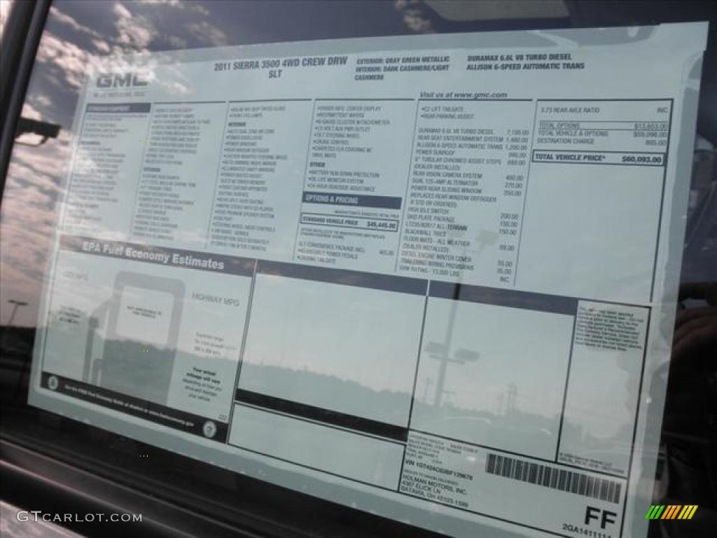 2011 GMC Sierra 3500HD SLT Crew Cab 4x4 Dually Window Sticker Photos