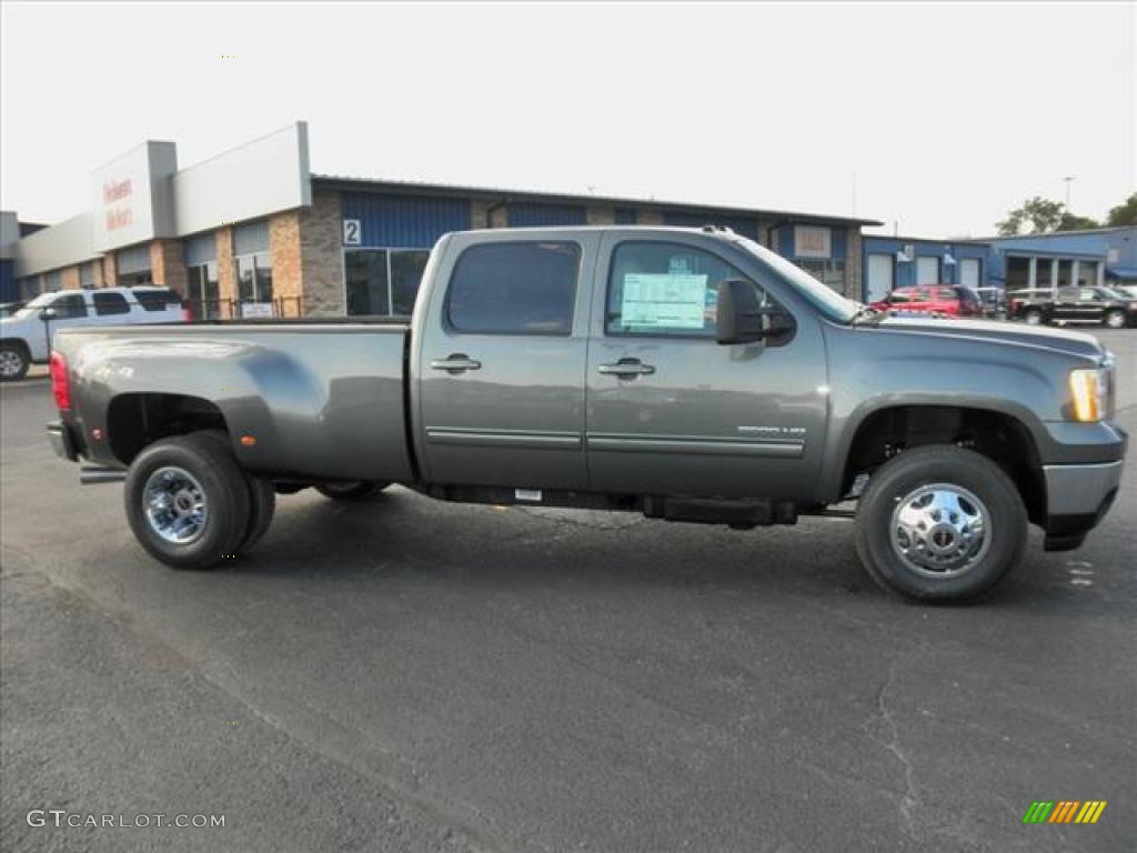 Gray Green Metallic 2011 GMC Sierra 3500HD SLT Crew Cab 4x4 Dually Exterior Photo #45420547