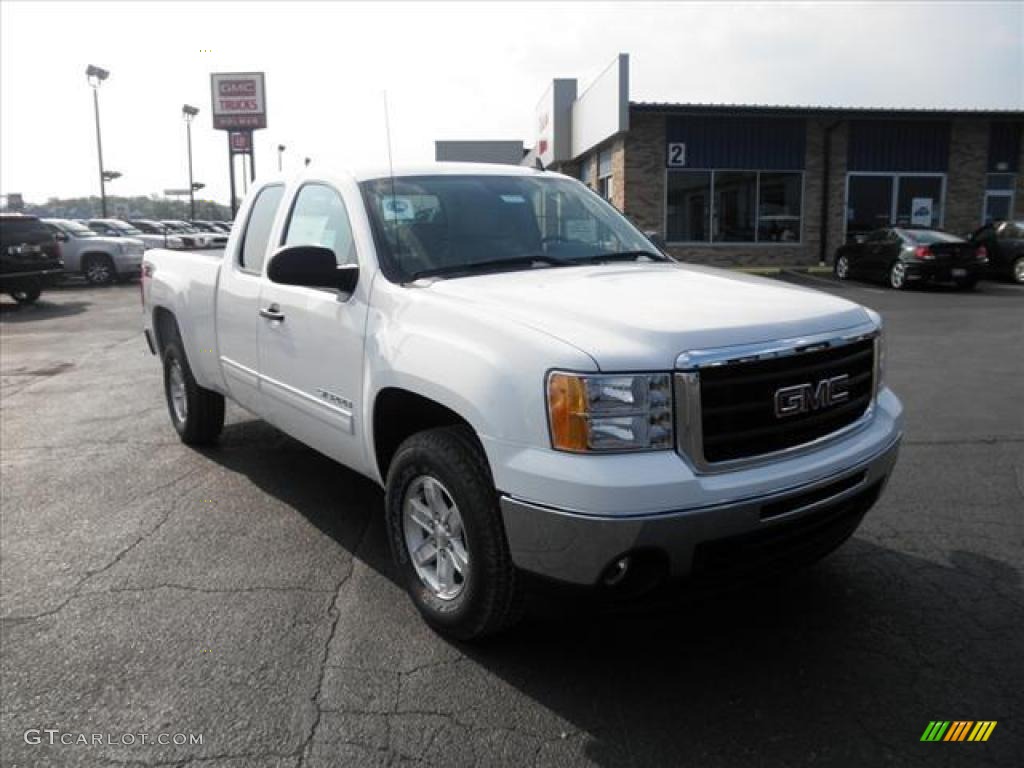 2011 Sierra 1500 SLE Extended Cab - Summit White / Ebony/Light Cashmere photo #1