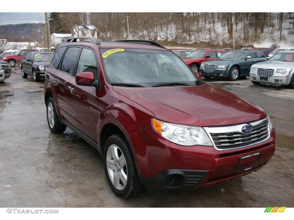 2009 Forester 2.5 X Premium - Camellia Red Pearl / Black photo #14