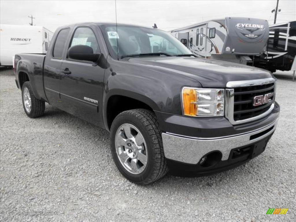 2011 Sierra 1500 SLE Extended Cab 4x4 - Storm Gray Metallic / Ebony photo #1