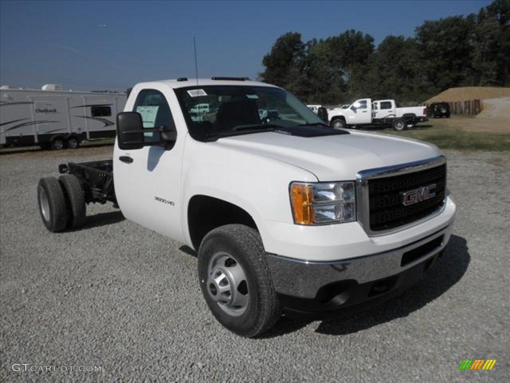 Summit White 2011 GMC Sierra 3500HD Work Truck Regular Cab 4x4 Chassis Exterior Photo #45421882