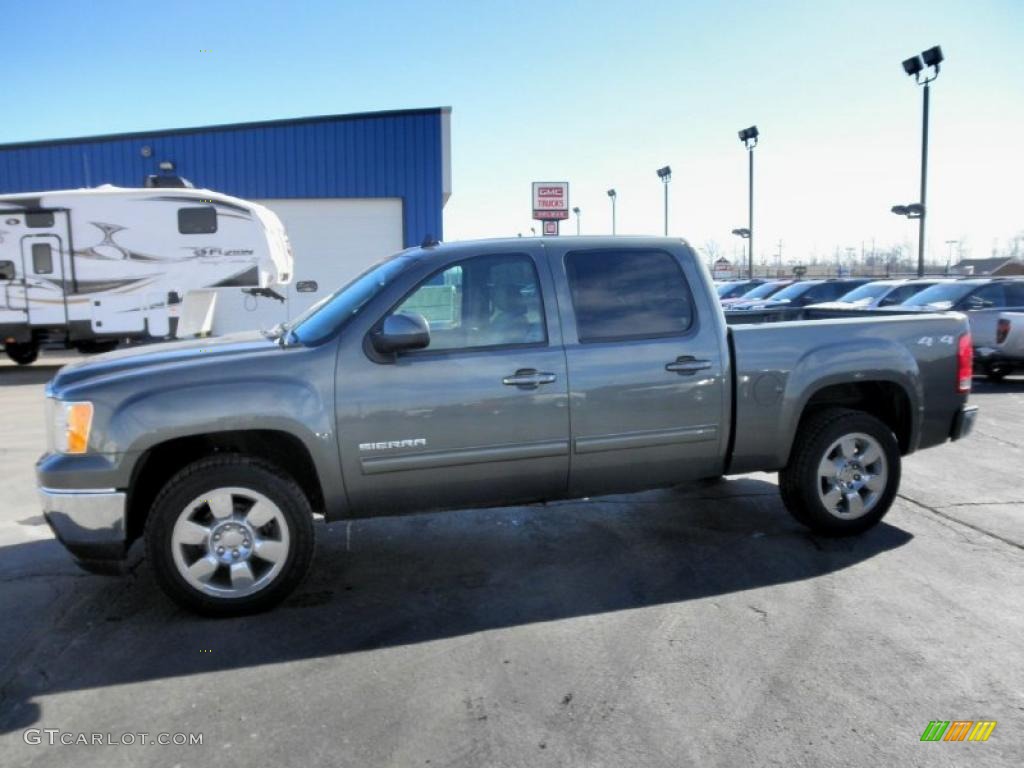 Gray Green Metallic 2011 GMC Sierra 1500 SLT Crew Cab 4x4 Exterior Photo #45424467