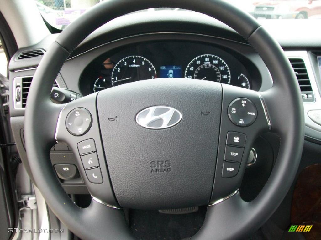 2011 Hyundai Genesis 3.8 Sedan Jet Black Steering Wheel Photo #45426422