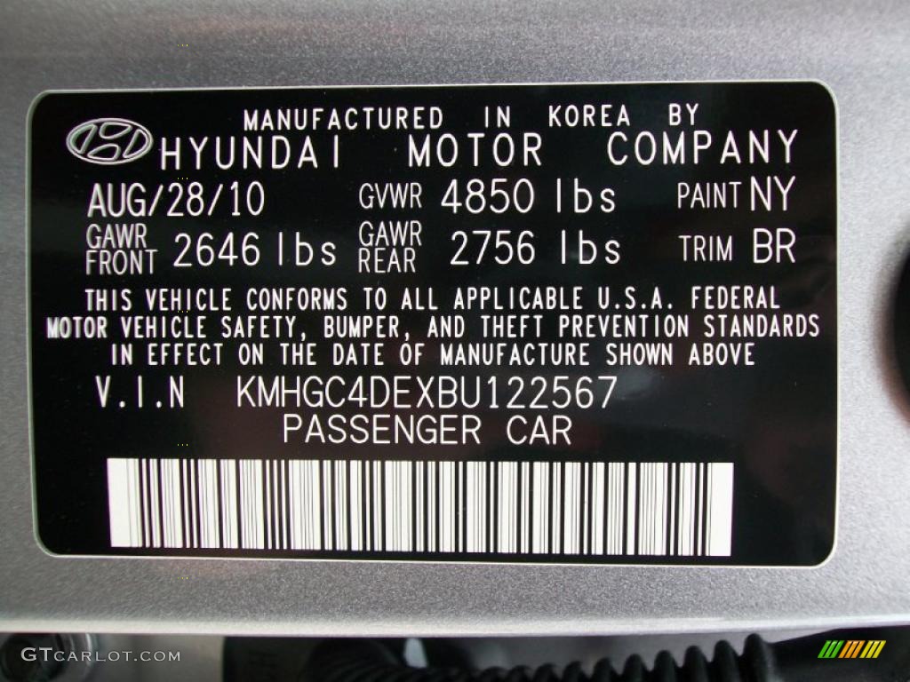 2011 Genesis Color Code NY for Titanium Gray Metallic Photo #45426470