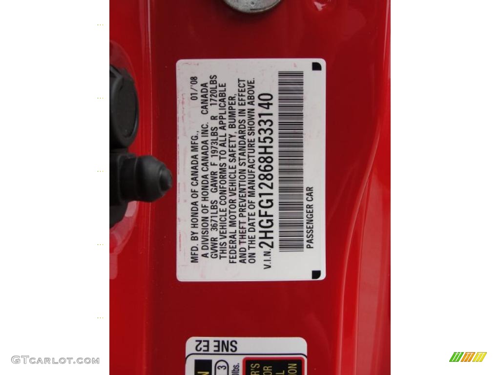 2008 Civic EX Coupe - Rallye Red / Black photo #41