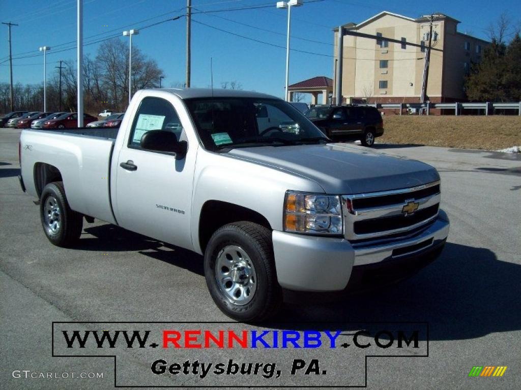 2011 Silverado 1500 LS Regular Cab 4x4 - Sheer Silver Metallic / Dark Titanium photo #1