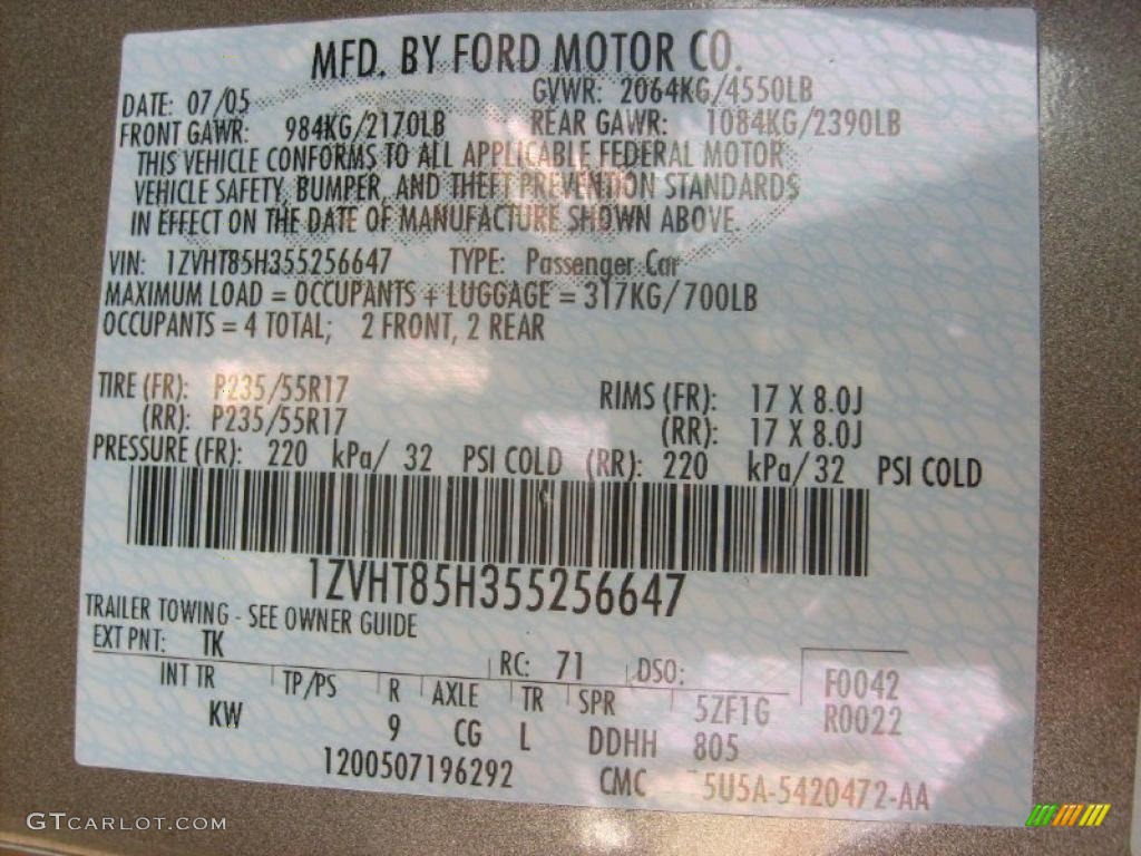 2005 Mustang Color Code TK for Mineral Grey Metallic Photo #45454927