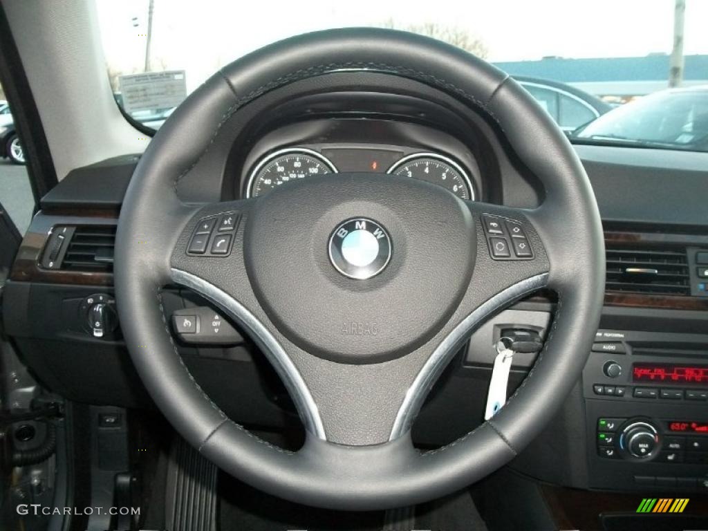 2011 BMW 3 Series 328i xDrive Coupe Black Steering Wheel Photo #45455464