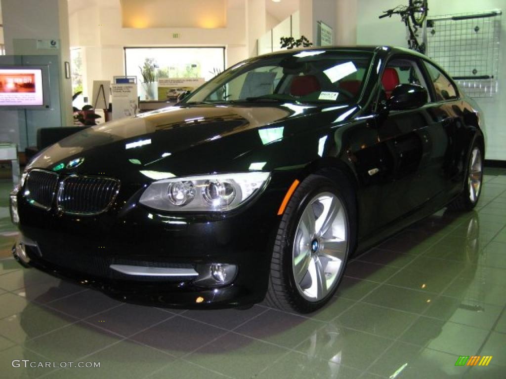 2011 3 Series 328i Coupe - Black Sapphire Metallic / Coral Red/Black Dakota Leather photo #1
