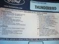 2002 Ford Thunderbird Premium Roadster Window Sticker