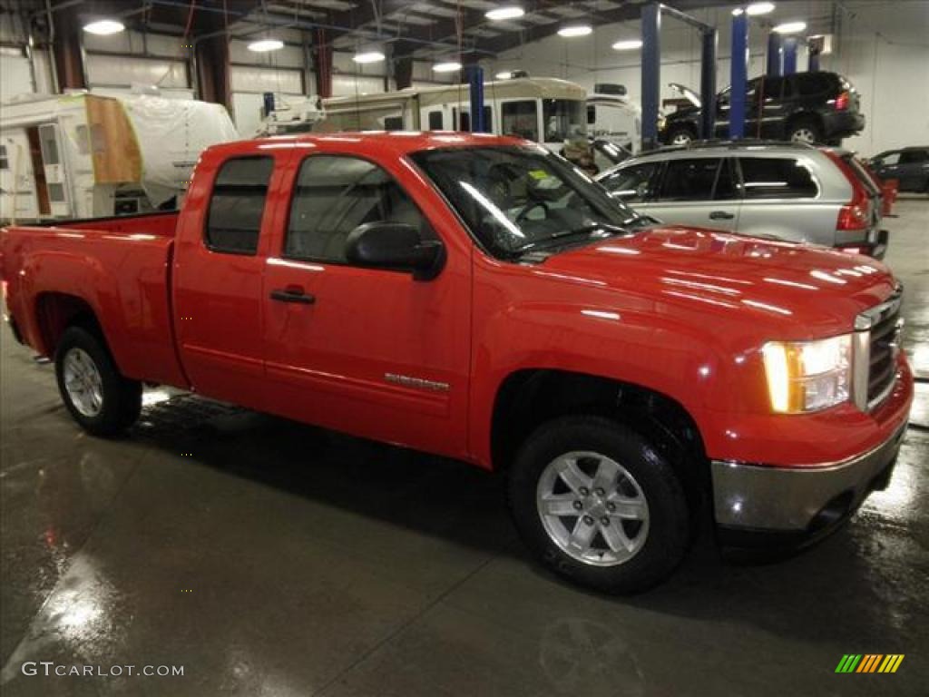 2011 Sierra 1500 SLE Extended Cab - Fire Red / Ebony/Light Cashmere photo #1