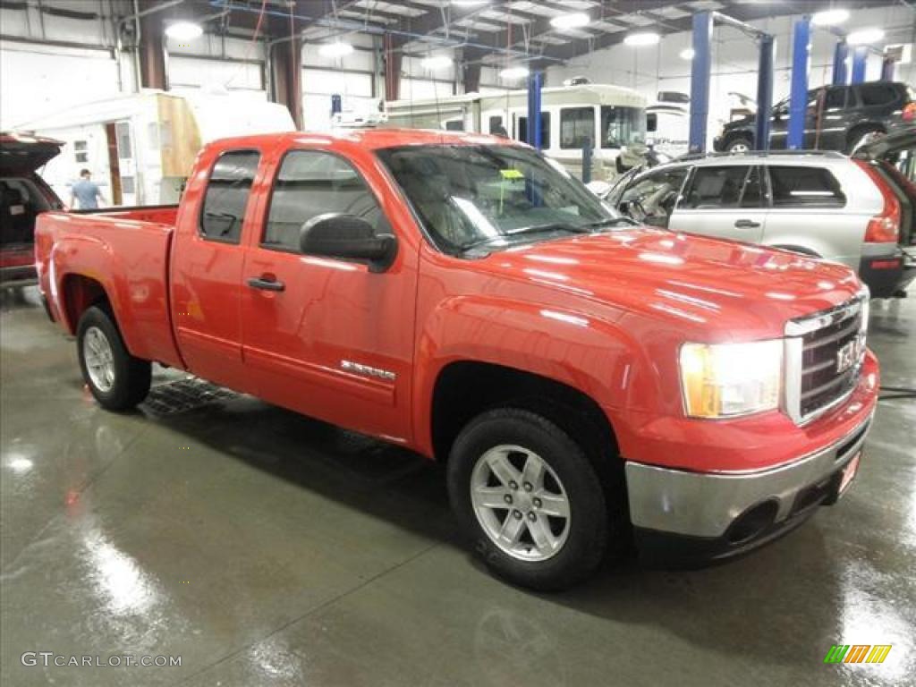 2011 Sierra 1500 SLE Extended Cab - Fire Red / Ebony/Light Cashmere photo #20