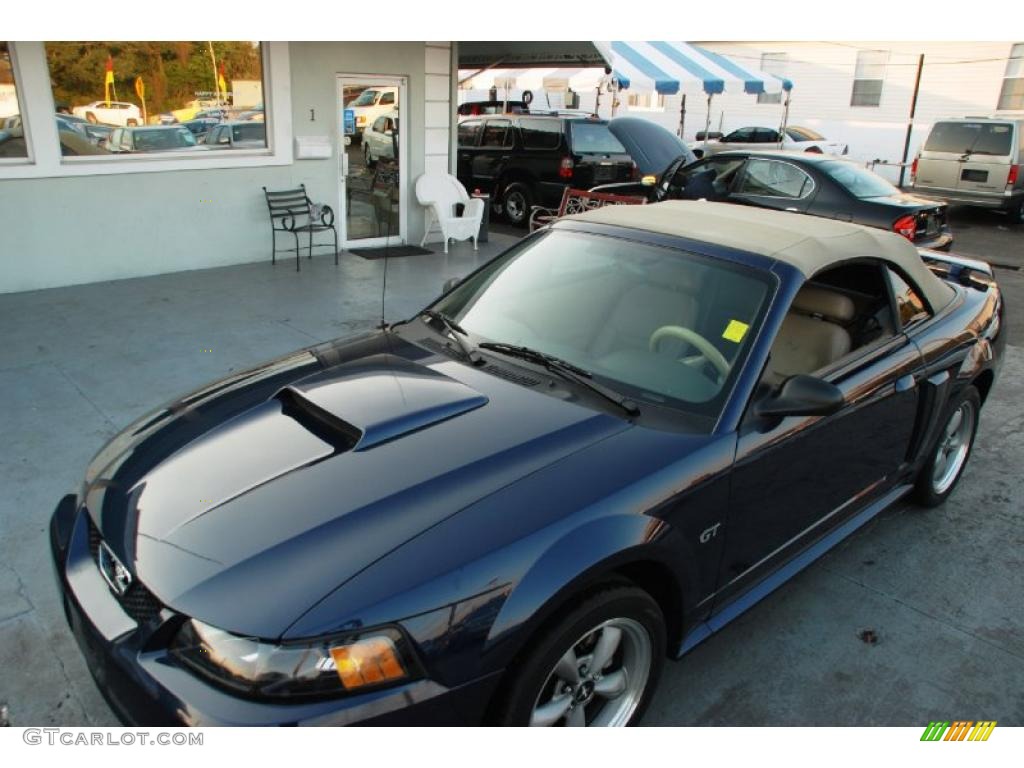 2002 Mustang GT Convertible - True Blue Metallic / Medium Parchment photo #3