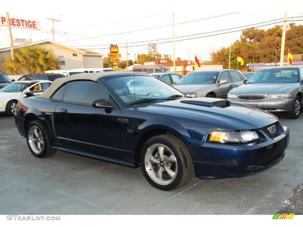 True Blue Metallic 2002 Ford Mustang GT Convertible Exterior Photo #45470060