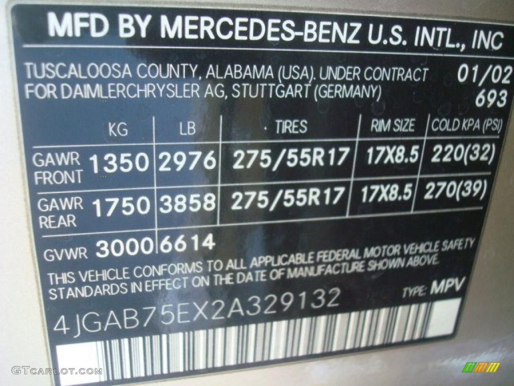 2002 ML Color Code 693 for Desert Silver Metallic Photo #45470190