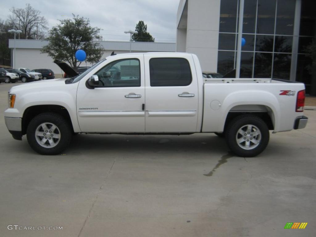 2011 Sierra 1500 SLE Crew Cab 4x4 - White Diamond Tricoat / Dark Titanium/Light Titanium photo #2