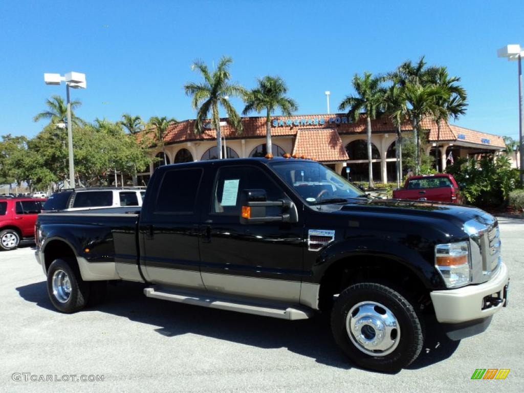 2008 F350 Super Duty King Ranch Crew Cab 4x4 Dually - Black / Chaparral Brown photo #1