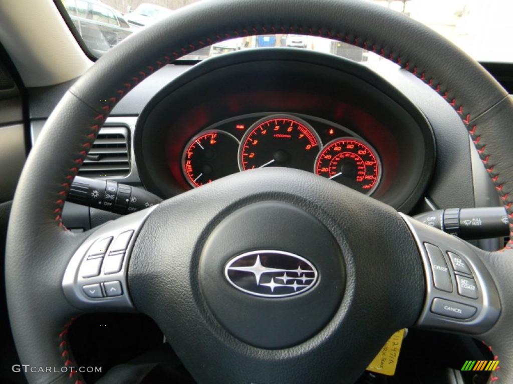 2009 Subaru Impreza WRX Sedan Carbon Black Steering Wheel Photo #45476350