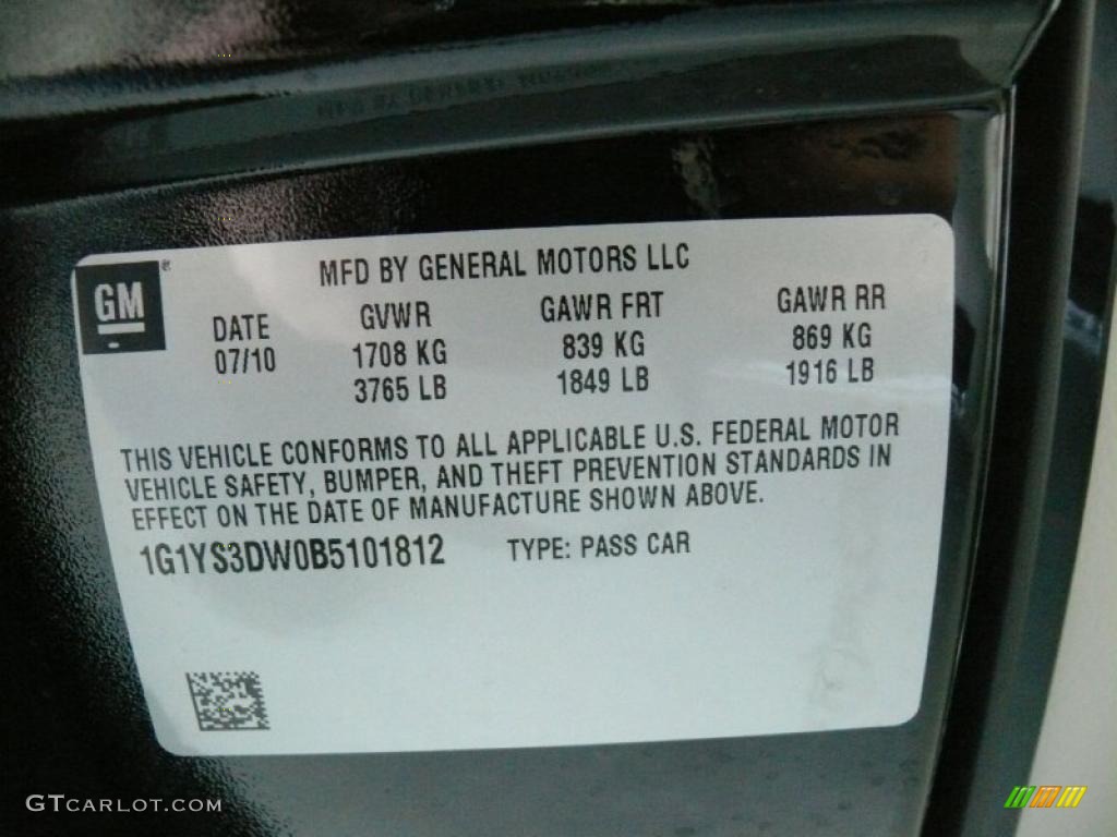 2011 Chevrolet Corvette Grand Sport Convertible Info Tag Photo #45479970