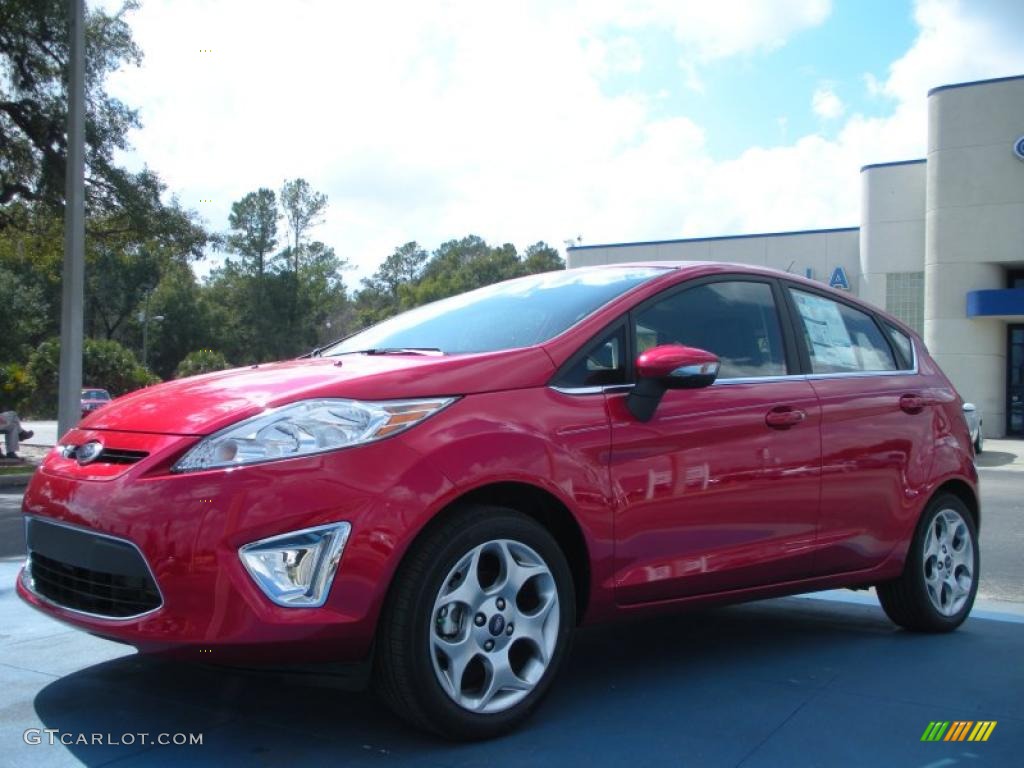 2011 Fiesta SES Hatchback - Red Candy Metallic / Charcoal Black Leather photo #1