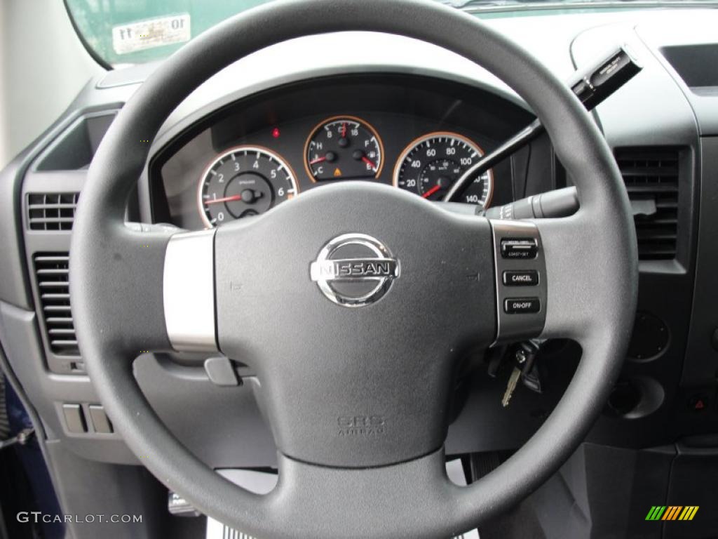 2009 Nissan Titan XE Crew Cab Charcoal Steering Wheel Photo #45480893