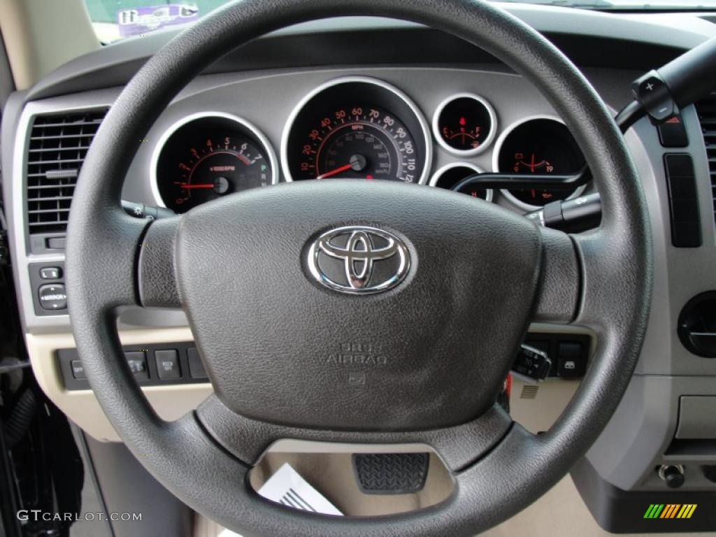 2010 Toyota Tundra TSS CrewMax Sand Beige Steering Wheel Photo #45482619