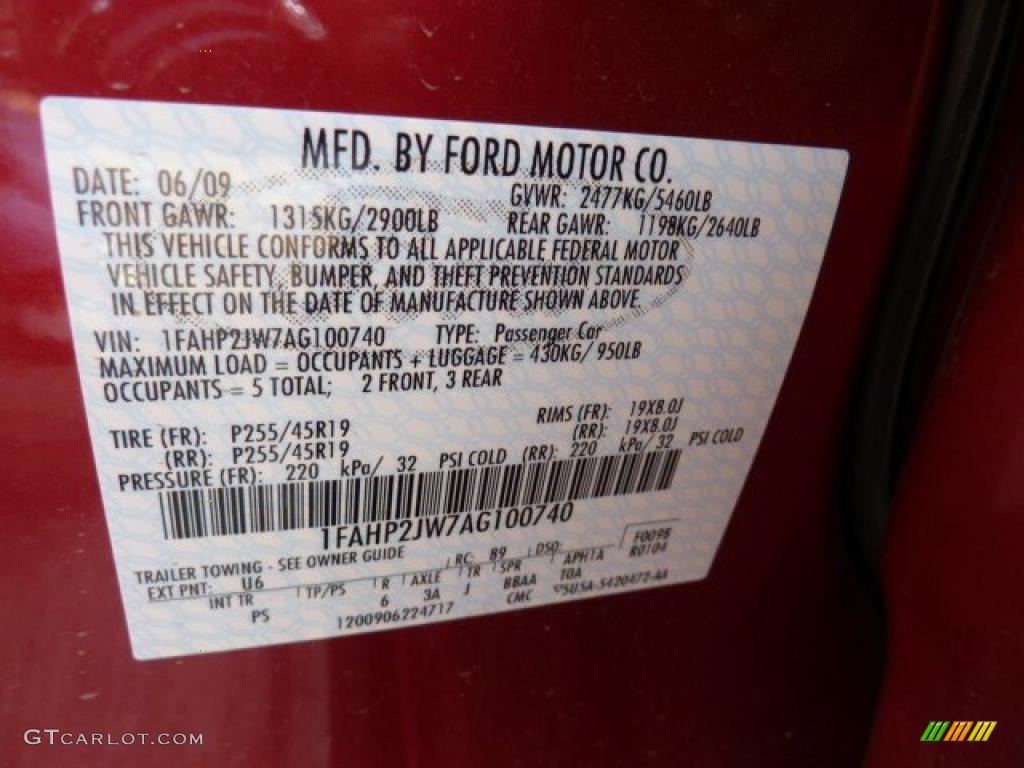 2010 Taurus Color Code U6 for Red Candy Metallic Photo #45483356