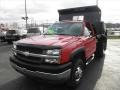 2003 Victory Red Chevrolet Silverado 3500 Regular Cab 4x4 Chassis Dump Truck  photo #3