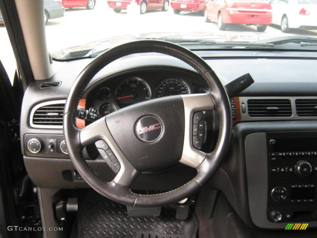2008 GMC Sierra 3500HD SLT Crew Cab 4x4 Dually Ebony Steering Wheel Photo #45506439