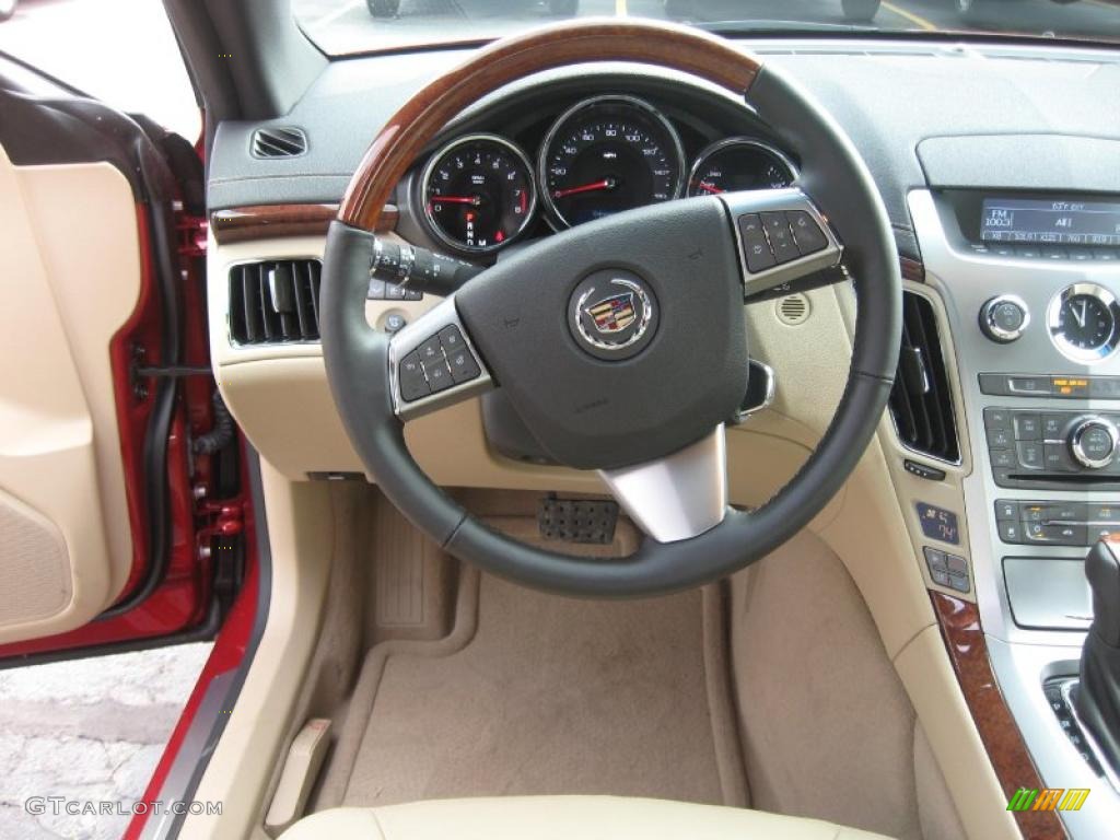 2011 Cadillac CTS Coupe Cashmere/Cocoa Steering Wheel Photo #45507443