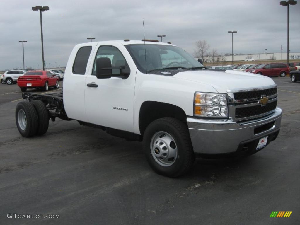 Summit White 2011 Chevrolet Silverado 3500HD Extended Cab 4x4 Chassis Exterior Photo #45507739