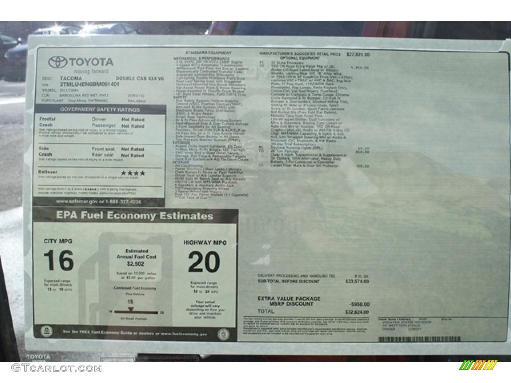 2011 Tacoma V6 TRD Double Cab 4x4 - Barcelona Red Metallic / Graphite Gray photo #8