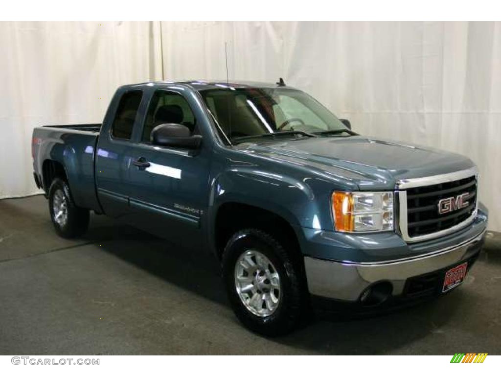 2008 Sierra 1500 SLE Extended Cab 4x4 - Stealth Gray Metallic / Ebony photo #1
