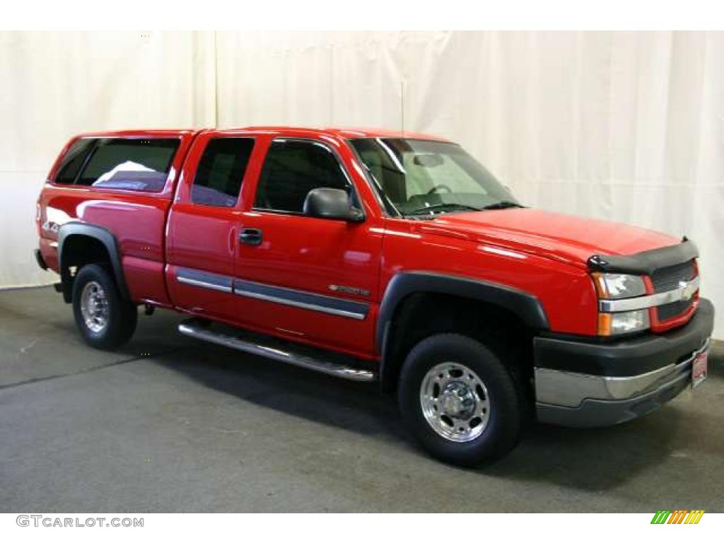 2003 Silverado 2500HD LS Extended Cab 4x4 - Victory Red / Dark Charcoal photo #1