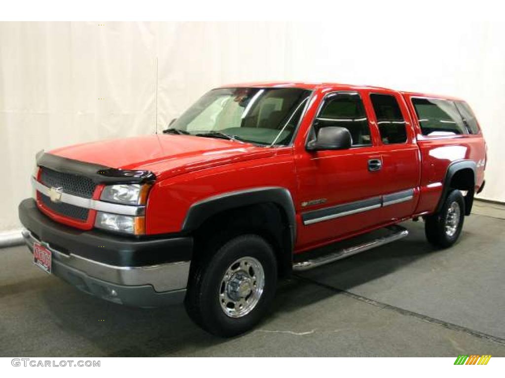 2003 Silverado 2500HD LS Extended Cab 4x4 - Victory Red / Dark Charcoal photo #23