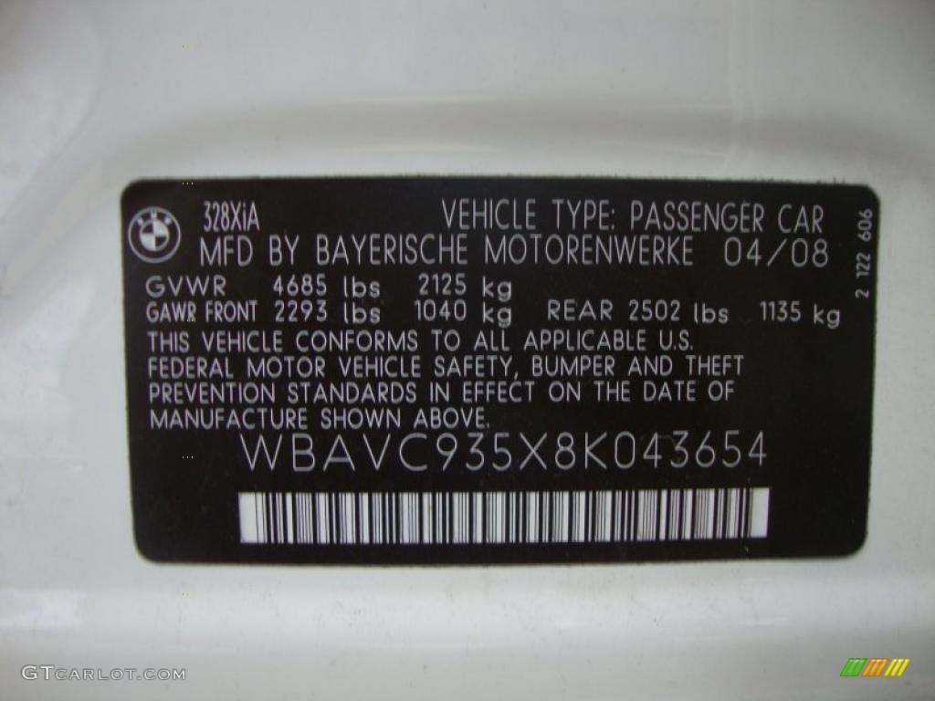 2008 3 Series 328xi Sedan - Alpine White / Black photo #14