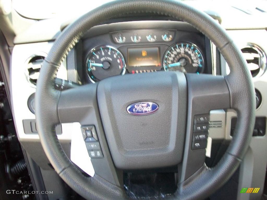 2011 Ford F150 FX4 SuperCrew 4x4 Black Steering Wheel Photo #45537654
