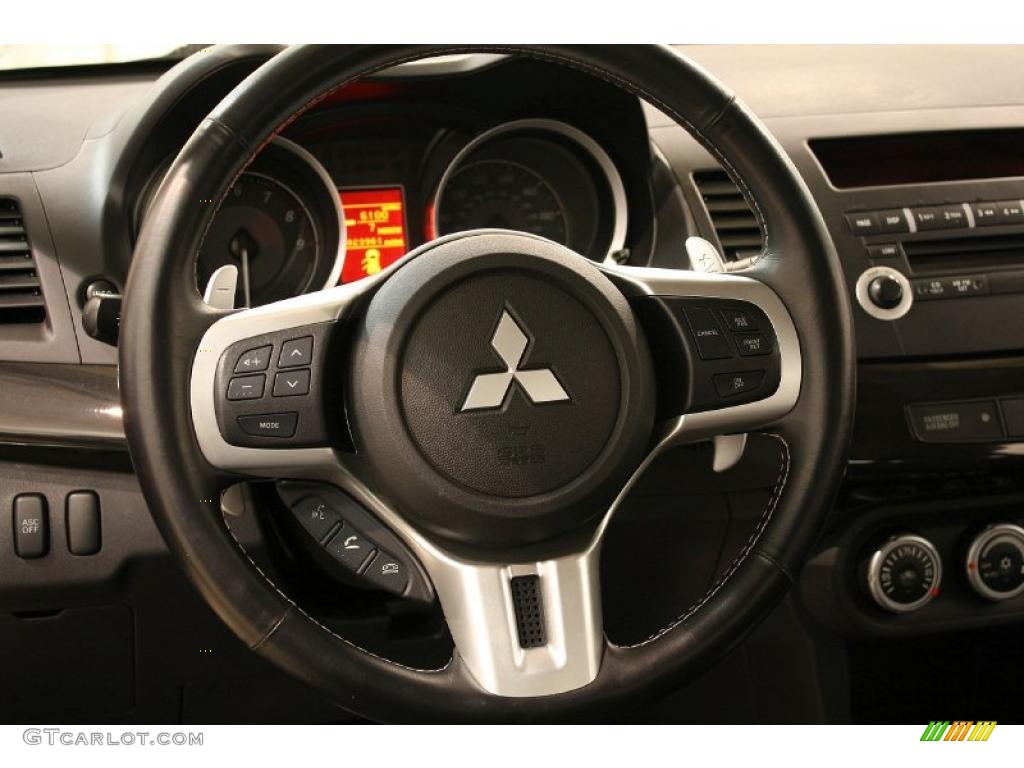 2008 Mitsubishi Lancer Evolution MR Black Steering Wheel Photo #45538298