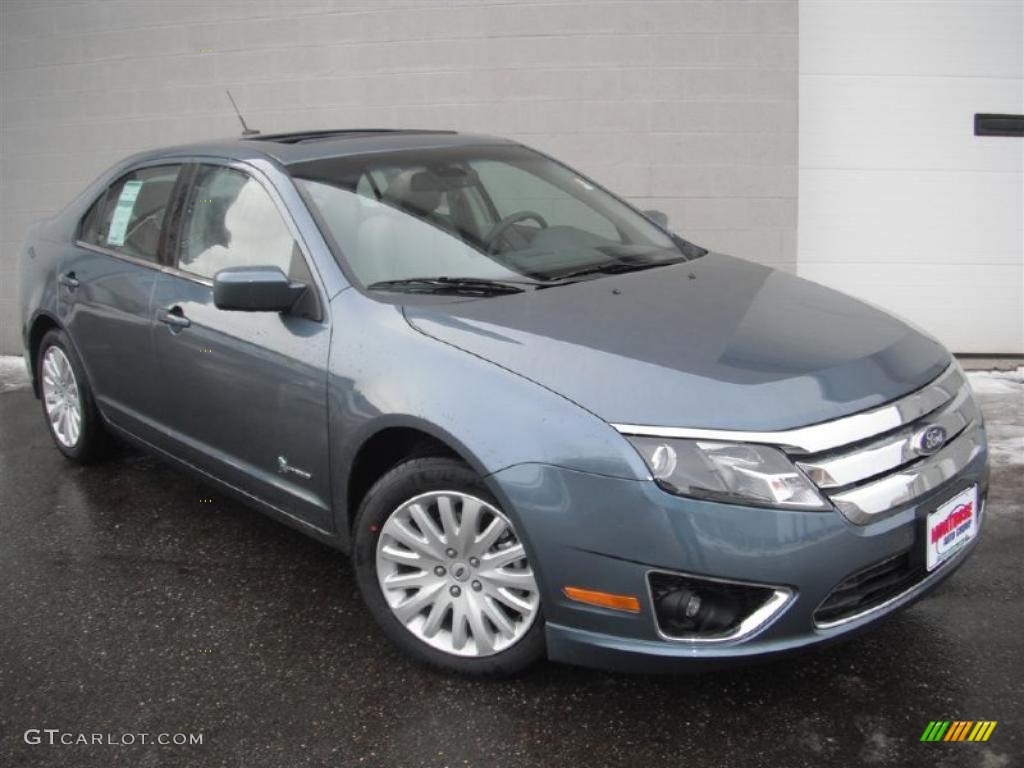 2011 Fusion Hybrid - Steel Blue Metallic / Medium Light Stone photo #2