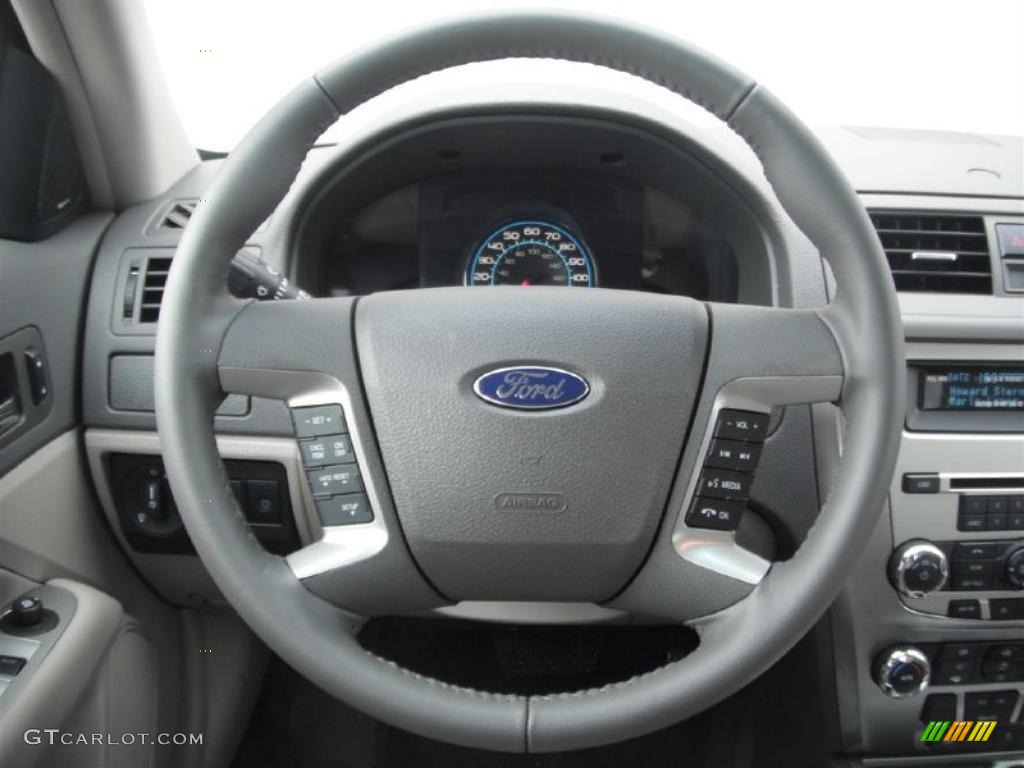 2011 Ford Fusion Hybrid Medium Light Stone Steering Wheel Photo #45538877