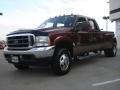 2004 Dark Toreador Red Metallic Ford F350 Super Duty Lariat Crew Cab 4x4 Dually  photo #5