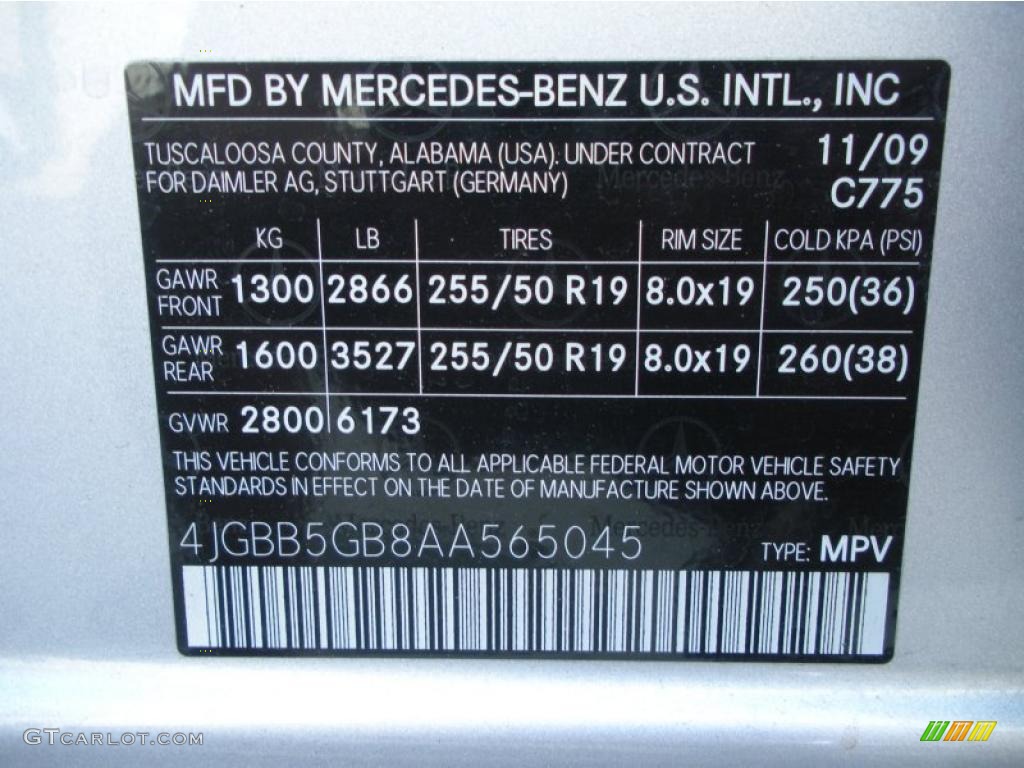 2010 ML Color Code 775 for Iridium Silver Metallic Photo #45548833