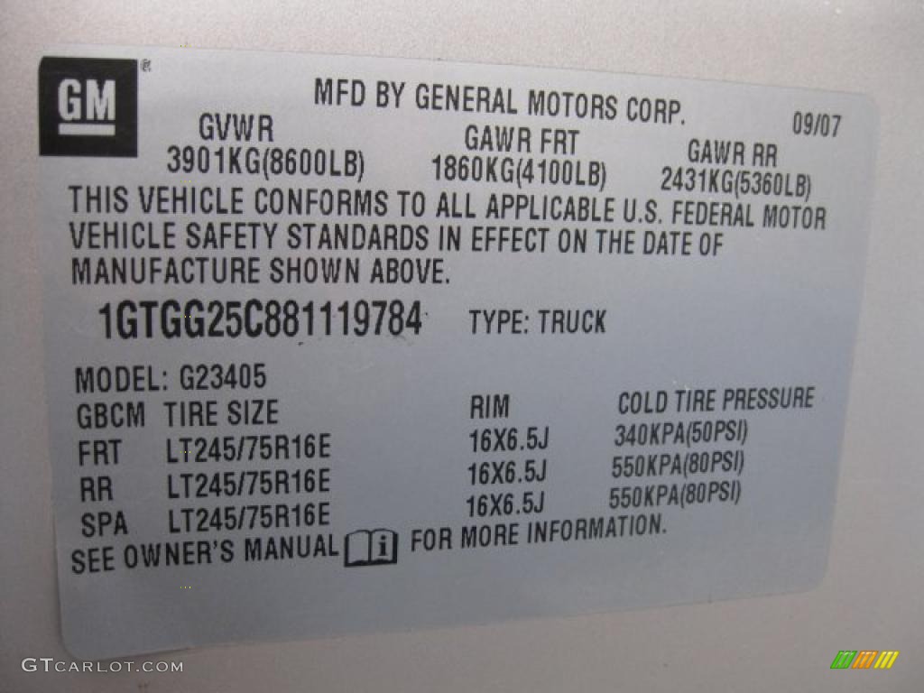 2008 Savana Van 2500 Cargo - Silver Birch Metallic / Medium Pewter photo #17