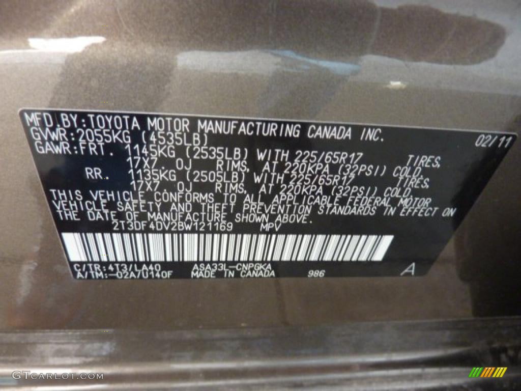 2011 RAV4 Color Code 4T3 for Pyrite Metallic Photo #45551257