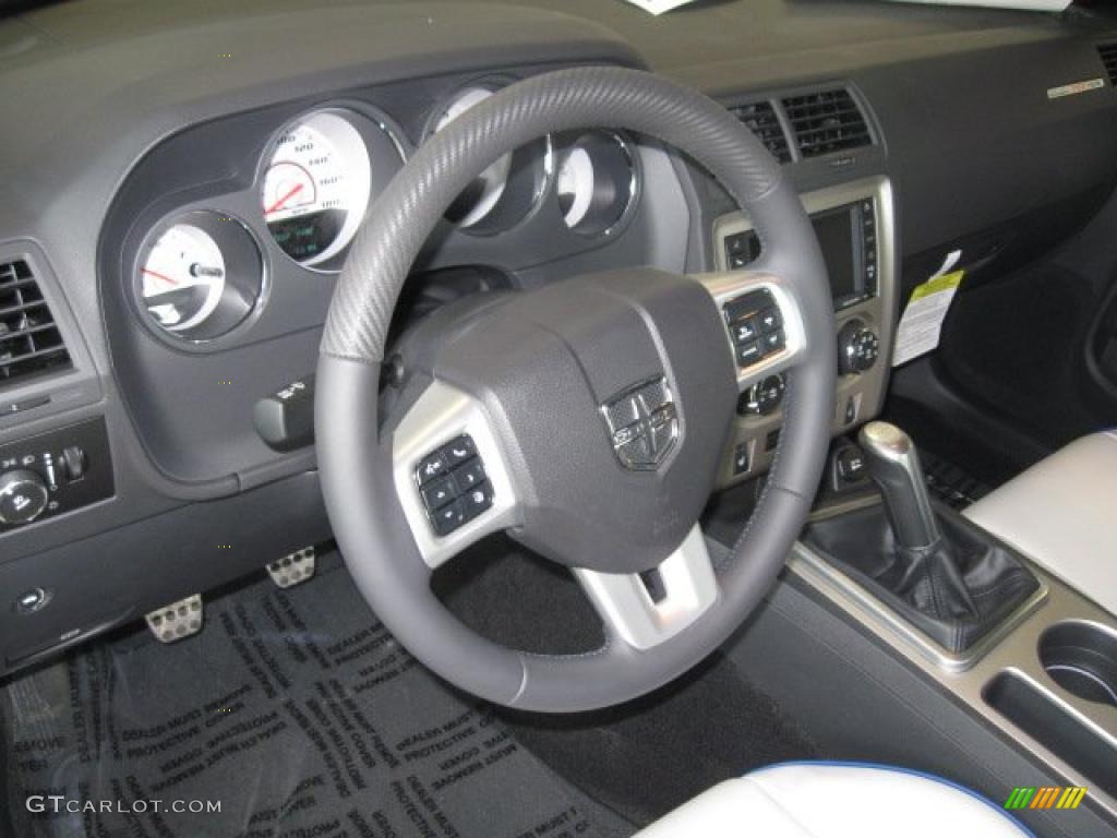 2011 Dodge Challenger SRT8 392 Inaugural Edition Pearl White/Blue Steering Wheel Photo #45552873